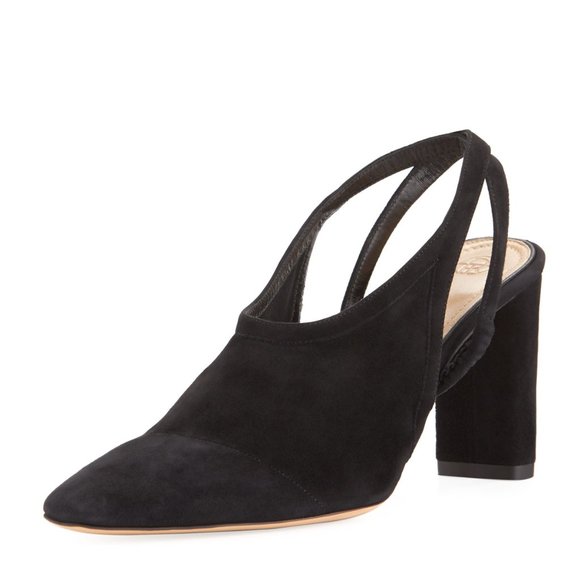 The Row Shoes - The Row Camil Slingback Heels Coal Suede Pointed Toe Pump 37 NEW w Box Italy